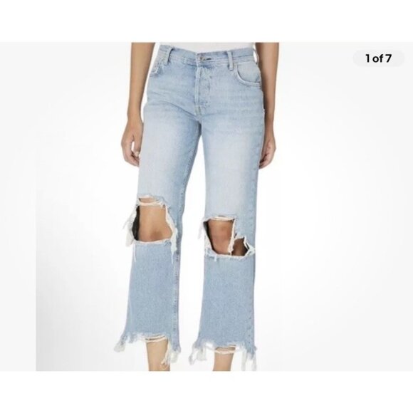 We The Free Denim - Free People We The Free Womens 29 Maggie Jeans Mid Rise Straight Leg Button Fly